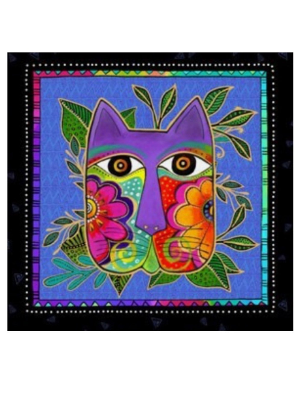 Laurel Burch Fantasticats Cat Face fabric swatch